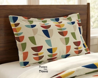 Mid Century Modern Pillow Sham Geometric Pillow Cover Retro MCM Bedding Colorful Modern Bedroom Decor Boho Pillow Sham