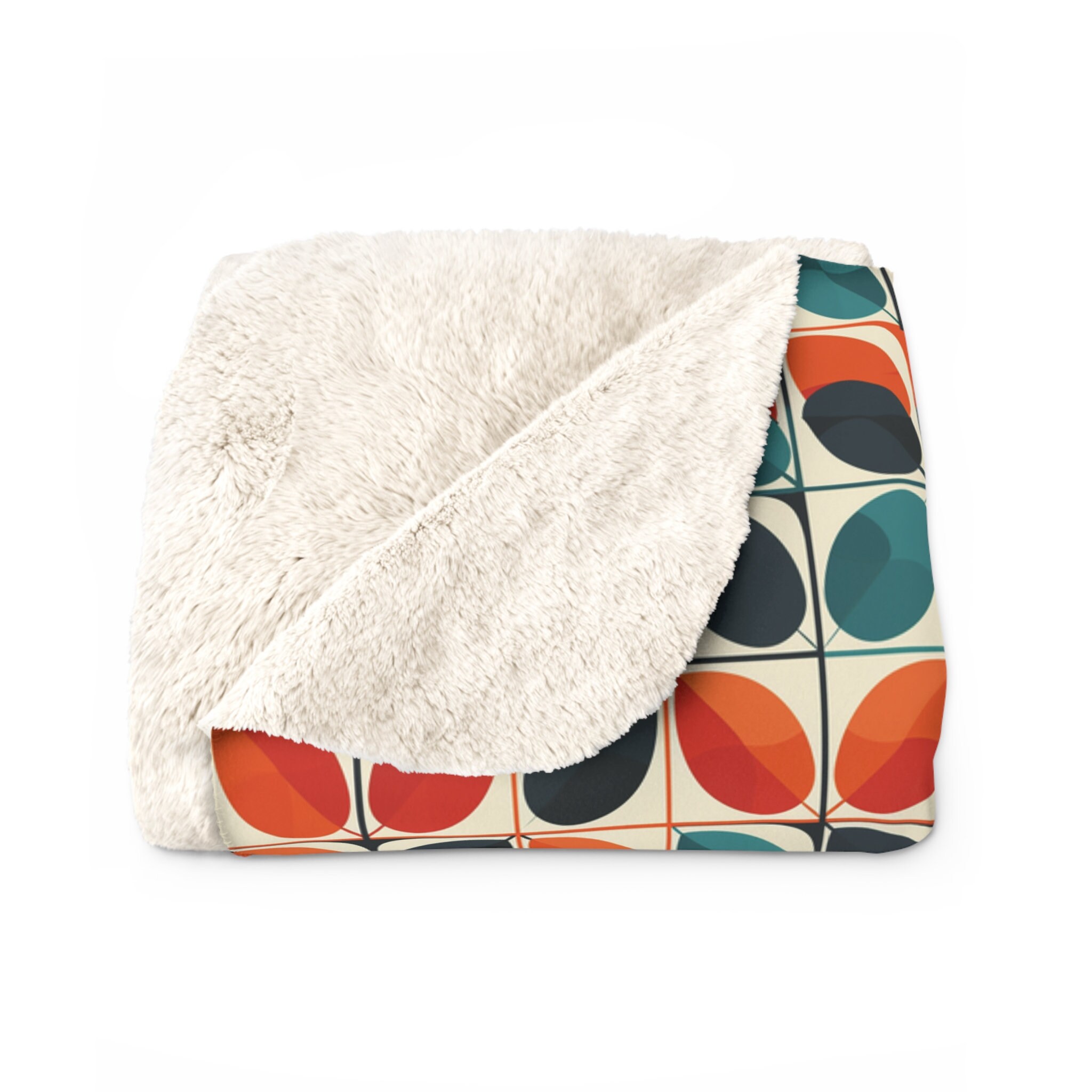 Cozy Home Modern Style Micro Fleece Blanket - Orange Geometric (Full) main image 1