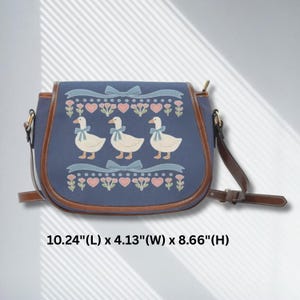 Cottagecore crossbody bag with ducks and hearts, ideal for daily use or gifting to a whimsical fashion lover