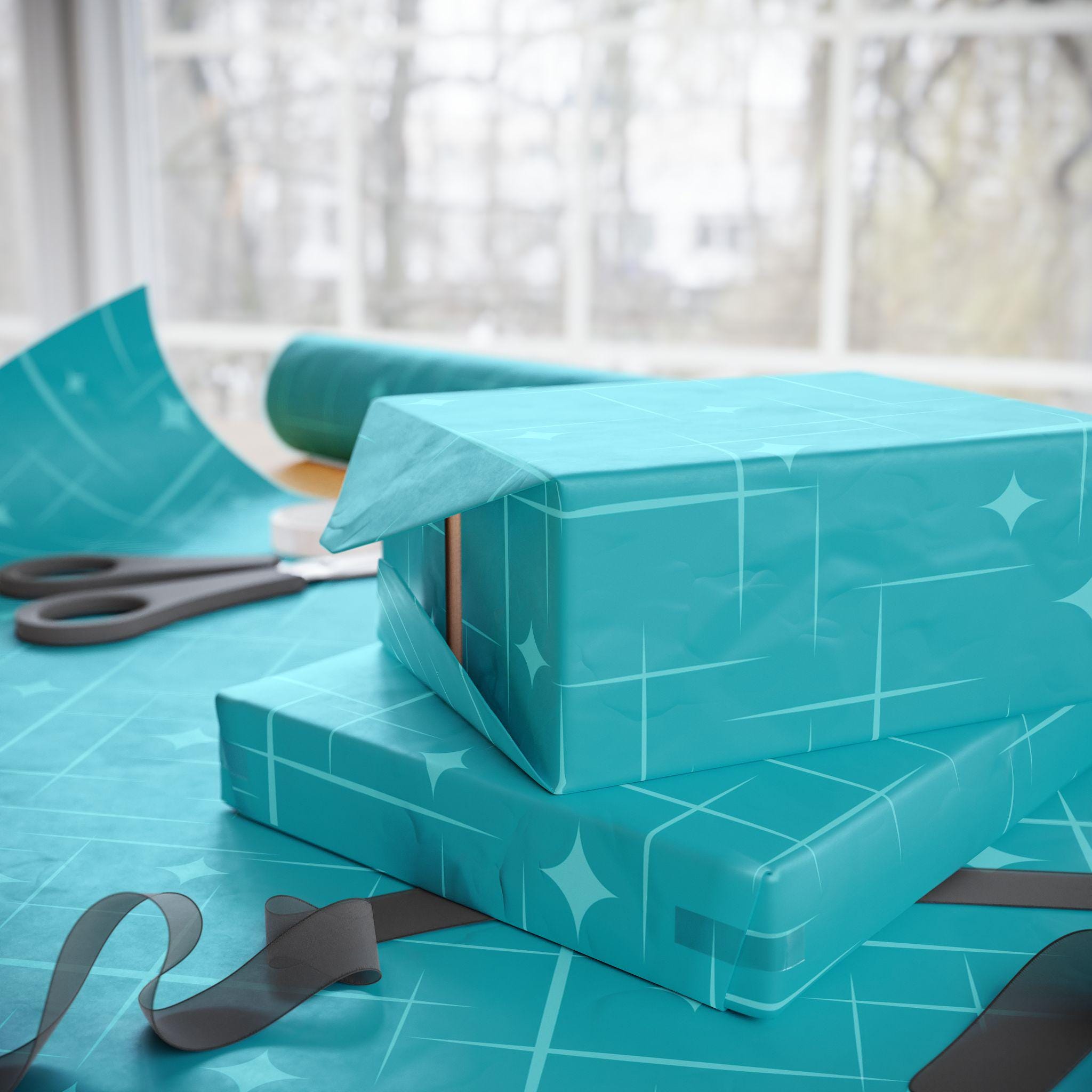 Atomic Starburst Retro Wrapping Paper Mid Century Modern Atomic ...