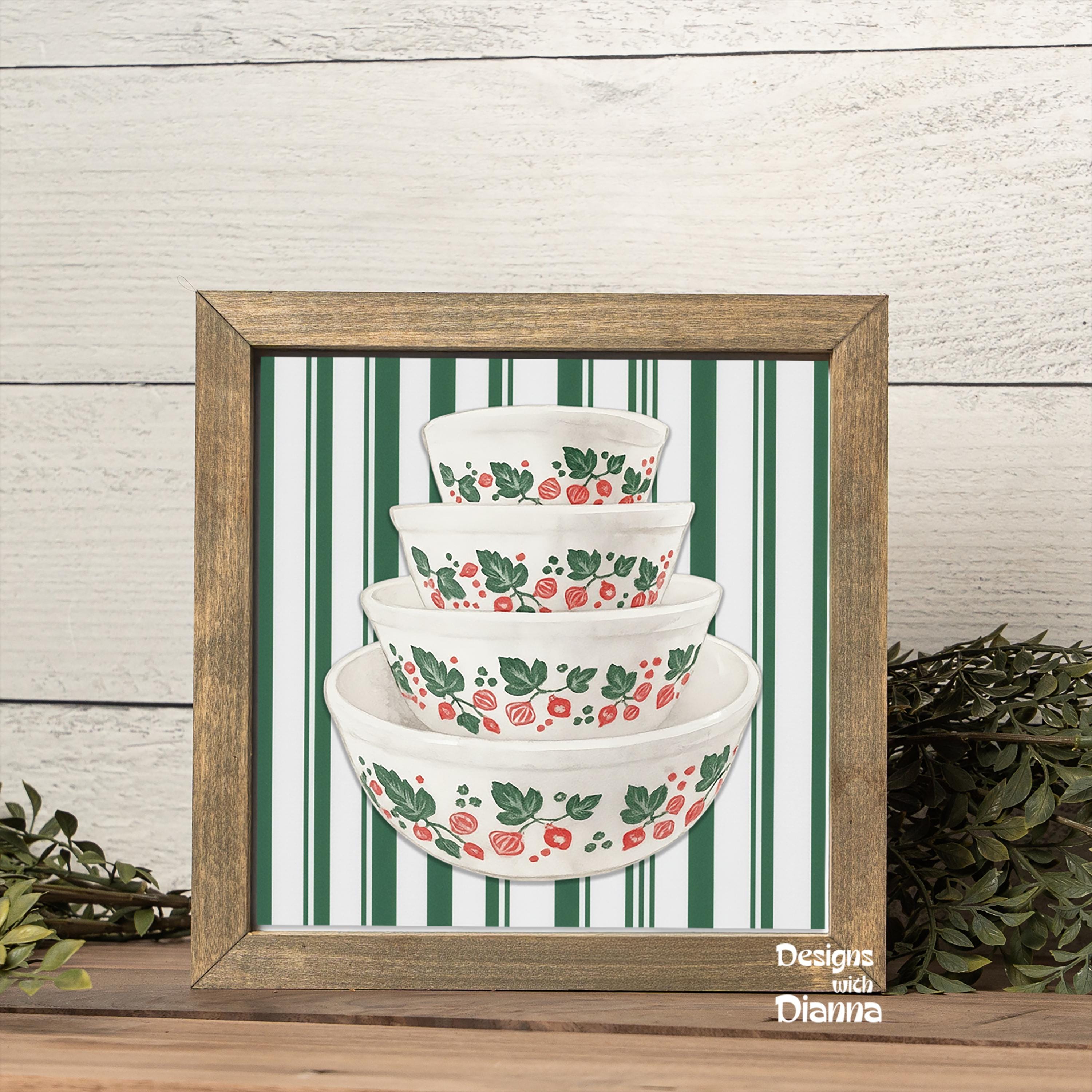 Pyrex Artwork Vintage Pyrex Wall Art Print Retro Kitchen Framed Artwork Gift for ...