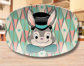 Retro Easter Platter Personalized Serving Tray Perfect for Easter Treats Unique Easter Gift Vintage Design Pink Easter Housewarming Gift