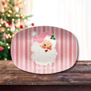 Retro Vintage 50s Franciscan Diamond Starburst Kitsch Christmas Card Art Platter, Retro Vintage 50s Cookies For Santa Plate, Serving Tray