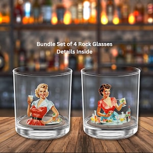 1950s Housewives Atomic Rock Glass Retro Atomic Cocktail Barware Kitschy MCM Whiskey Glasses Mid Century Modern Bar  Perfect for Parties