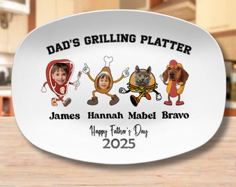 Custom Platter Gifted Father Day Personalized Daddy's Grilling Plate Custom BBQ Gift for Dad Grandpa or Husband Unique Fathers Day Present