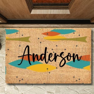 Mid Century Modern, Housewarming Gift, Abstract Mid Century, New Home Gift, Welcome Mat, Front Door Mat, Midcentury Mat Decor Retro Door Mat
