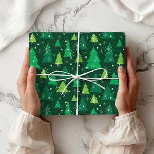 Vintage Christmas Wrapping Paper Retro Style Joyful Holiday Gift Wrap Festive Christmas Tree 1950s style Beautiful Retro Christmas Gift Wrap