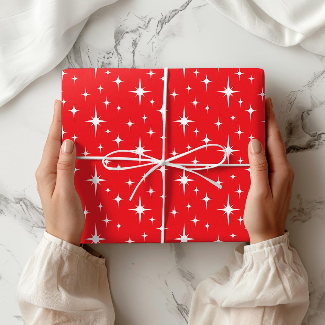 Atomic Starburst Wrapping Paper Retro Mid Century Modern Gift Wrap ...