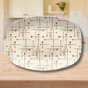 Mid Century Modern Serving Platter Atomic Design Entertaining Tray Retro MCM Party Dinnerware Custom Housewarming Gift 50s Decorative Plate