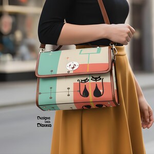 Atomic Cat Hand Bag | Cat Gift | Mid Mod Purse | Atomic Cat Purse | 50S Retro Cat Handbag | Shoulder Bag | Atomic Cat Purse | MCM Purse
