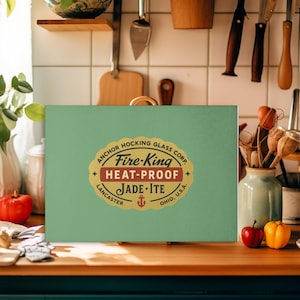 Fire King Jadeite Cutting Board Vintage Style Anchor Hocking Decor Mid Century Kitchen Gift for Collector or Retro Home Display Housewarming