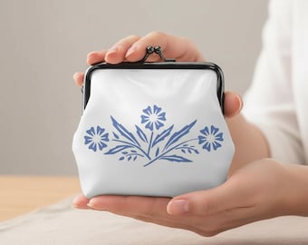 CorningWare Blue Cornflower Coin Purse Retro Vintage Style Kiss Lock Change Wallet Gift for Pyrex Collectors and Kitchenware Lovers