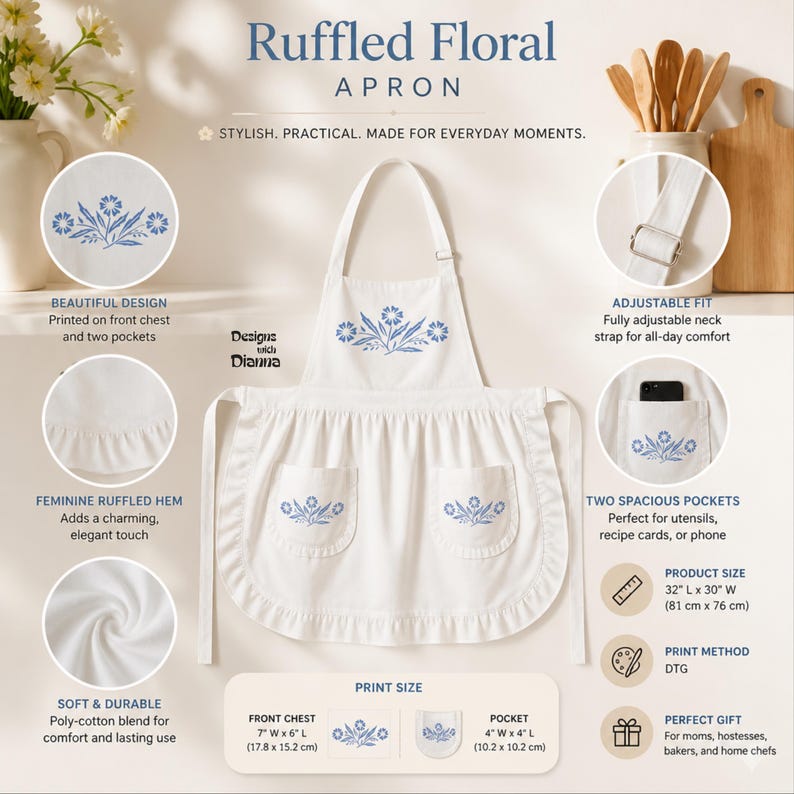 kitchen apron, cooking apron, custom apron, apron with pockets, chef gift apron, womens apron