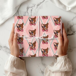 Pink Retro Reindeer Wrapping Paper Vintage Christmas Gift Wrap Mid Century Modern 1950s Holiday Decor Nostalgic Xmas Packaging