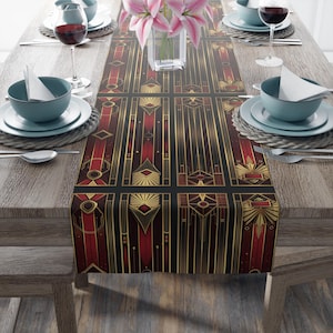 Art Deco Table Runner Vintage Style Table Cloth Art Nouveau Housewarming Gift Unique Home Decor Gift for Architects Mid Century Modern Decor