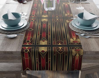 Art Deco Table Runner Vintage Style Table Cloth Art Nouveau Housewarming Gift Unique Home Decor Gift for Architects Mid Century Modern Decor