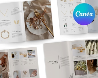 Jewelry catalog template, fully editable in Canva | ebook | magazine | wholesale brochure | leaflet | lookbook | gift guide | A4 and letter