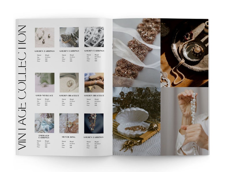 Jewelry Catalog Template, Fully Editable in Canva Ebook Magazine