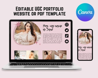 Pink UGC creator portfolio website editable in Canva | influencers, content creators, youtubers, bloggers | pink web design | media kit