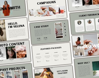 UGC portfolio template editable in Canva website | UGC media kit | neutral colours website template for influencers and content creators