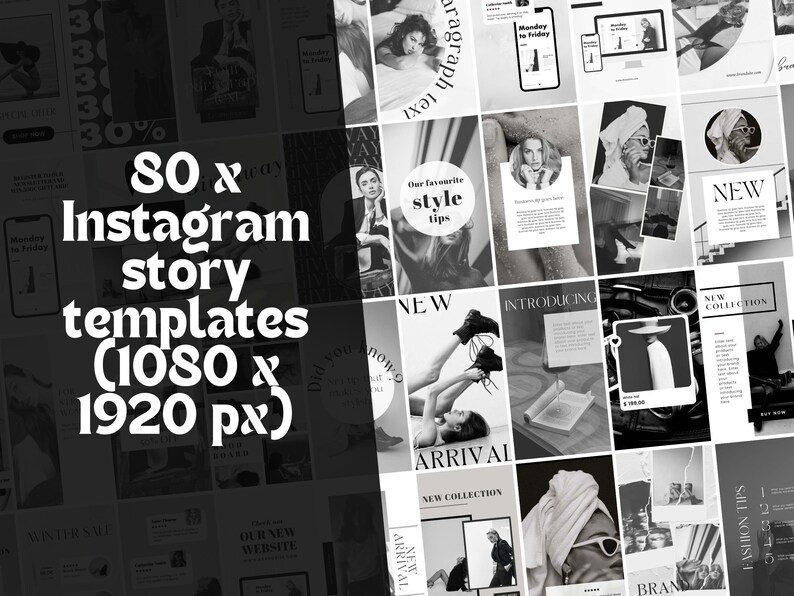 240 Canva Editable Social Media Templates Black and White for Instagram ...