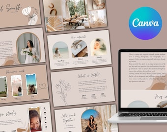 UGC portfolio Canva website template boho style | neutral and beige color website | link in bio template | influencer media kit