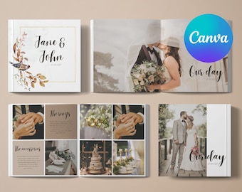 Wedding photo book Canva editable template | customizable wedding or anniversary photo album | ebook template | 20 pages
