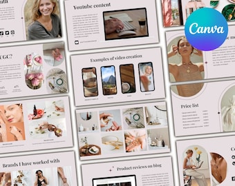 Editable UGC portfolio website or PDF light pink template for content creators, influencers, blogger | instant download | media kit template