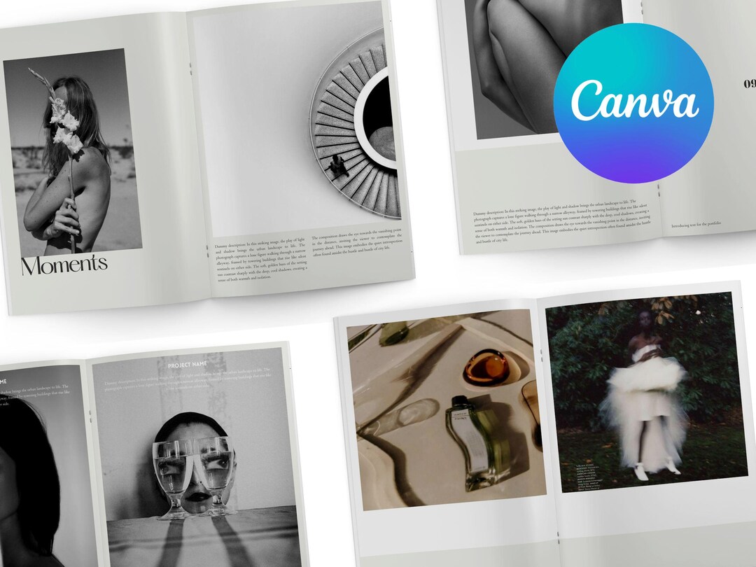 Photography Portfolio Editable Canva Template | Minimal Black and White ...