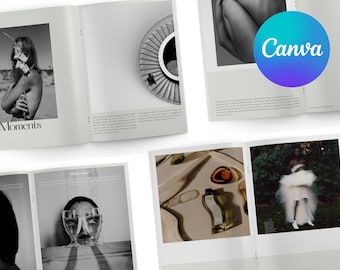 Photography portfolio editable Canva template | minimal black and white design | design portfolio | photo album | 24 page photobook