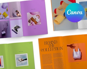 Colourful premium lookbook or product catalog editable Canva template | magazine | ebook | portfolio | instant download