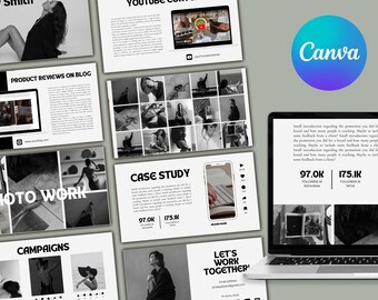 UGC portfolio Canva website template | minimal black and white web design | influencer media kit | Instagram link in bio template