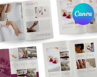Jewelry catalog template, 20 pages editable in Canva | ebook | magazine | wholesale brochure | leaflet | fashion lookbook | A4 and letter