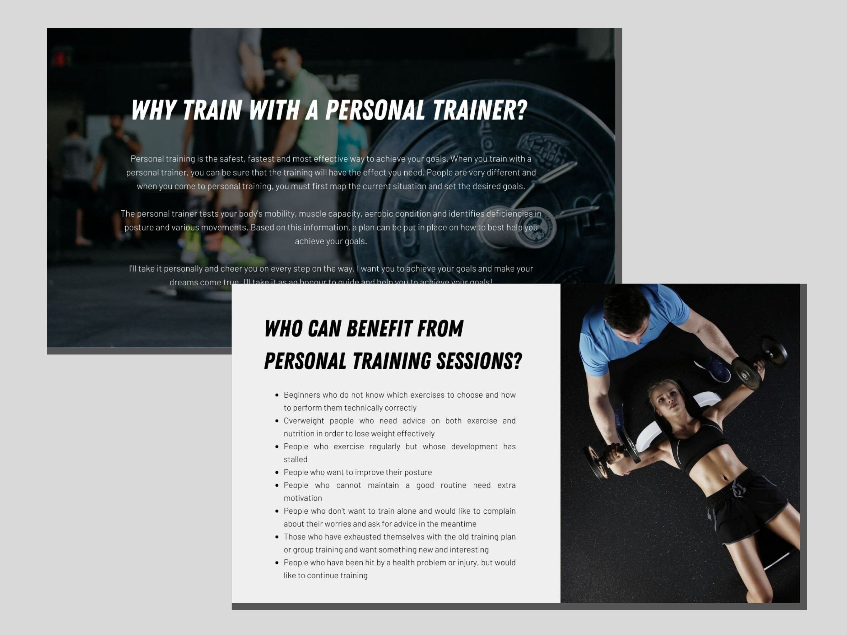 Canva Website Template for Personal Trainer, Fitness, Weightlifting
