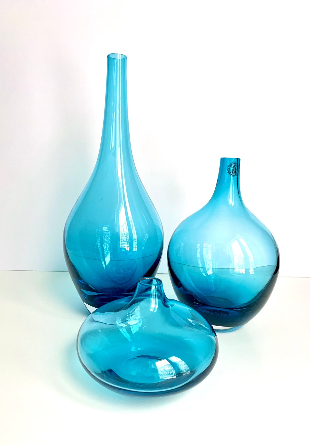Vintage IKEA Salong Three Vase Set Turquoise Mid Century Style Retired