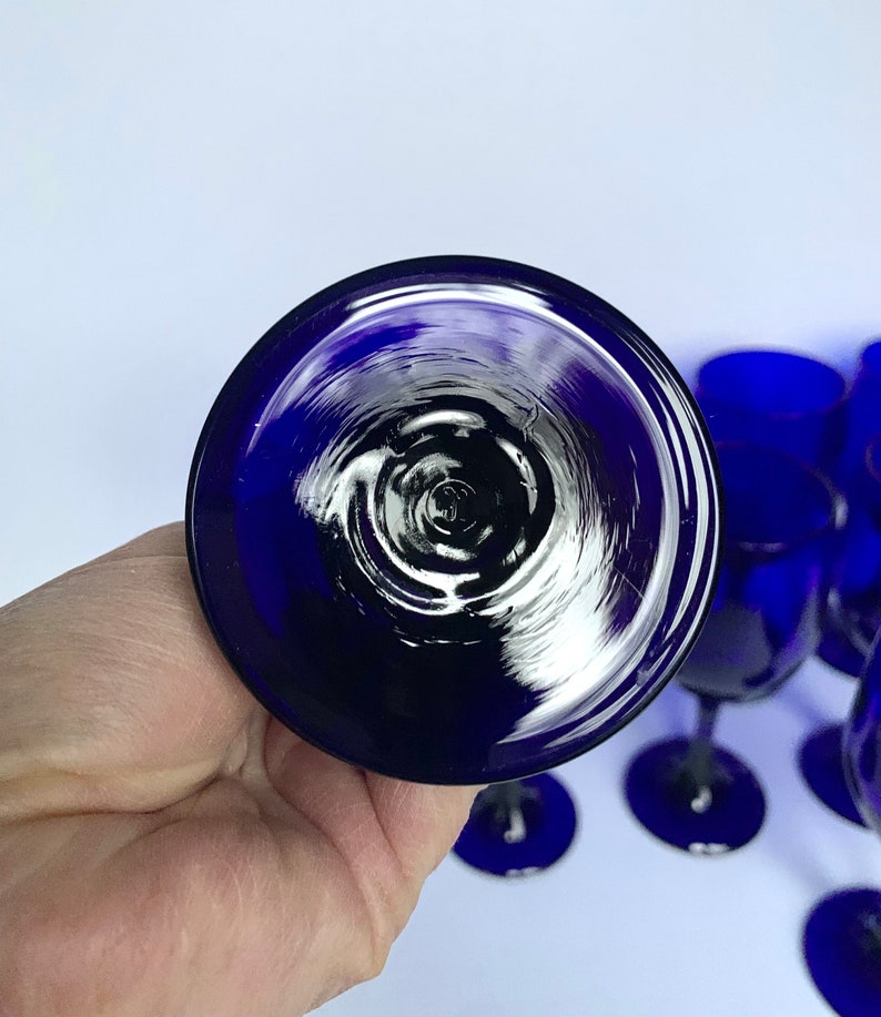 Vintage Libbey Cobalt Blue Wine Glasses Etsy