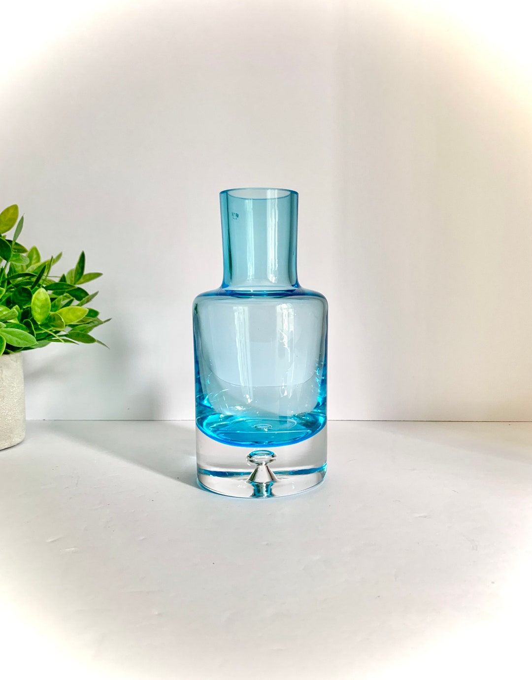 Krosno Decanter Aqua Blue Hand Blown Glass Krosno Poland Decanter Only Etsy