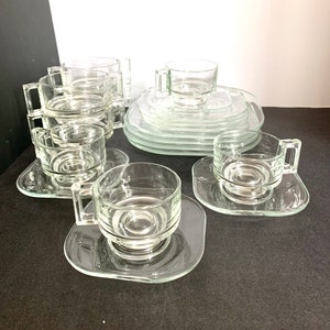 Vintage Joe Colombo Arno Glassware Teacup & Saucer / Latte Cups / Dessert Plates / Dinner Plates / Creamer MCM