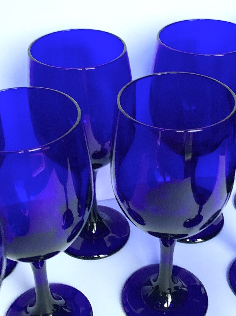 Vintage Libbey Cobalt Blue Wine Glasses Etsy