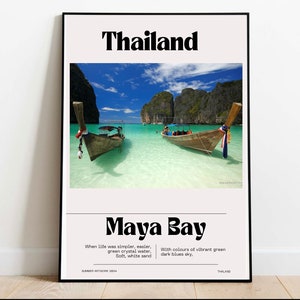 Playa de Maya Bay Tailandia, arte de pared, tienda de carteles, dormitorio, salón, decoración del hogar, regalo. A4, A3, A2, B2, A1, B1, tarjeta