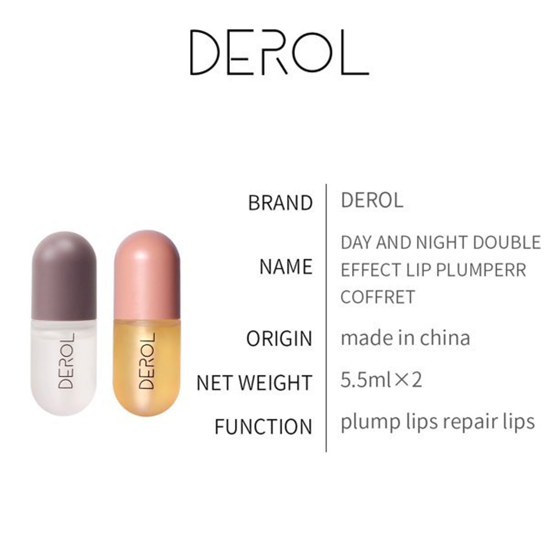 Derol Natural Lip Plumper Set Day and Night Lip Gloss. Etsy