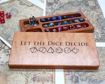 Wooden DND Dice Box and Tray Set for Dungeons & Dragons, Custom Engraved Gaming Accessories, Personalized Dice Holder Gift for DND Player