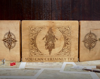 Game Master Screen, Wood Dungeon Master Screen, Rogue Dungeons and Dragons DM Screen, DND Gifts, Gifts for DM, Gifts for Dungeon Master