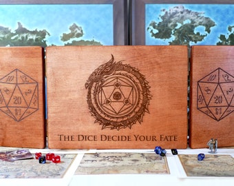 Personalized Engraved Wood Dungeon Master Screen with Custom Side Panels, D&D DM Screen, Wooden DM Screen, Dungeons and Dragons, DnD Gift