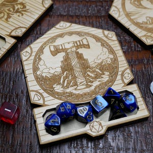 Wood DND Coasters | Dwarf D&D Cup Coaster | Dungeons and Dragons Accessory | Drink, Dice Holder and Tray | Gifts Sets Available for Players