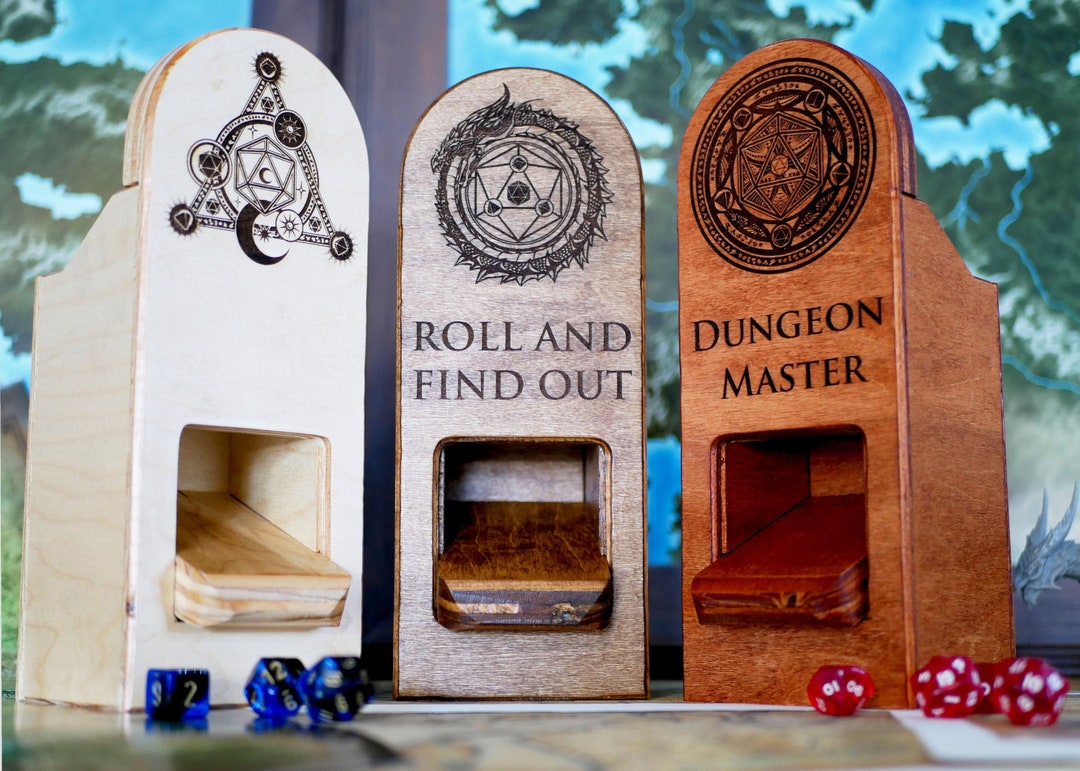 Personalized Custom Engraved Wood Dice Tower, Dnd Dice Tower, Dungeon