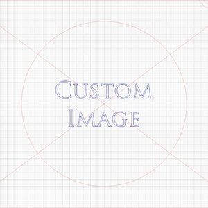 Puede incluir: Un fondo blanco con un patrón de cuadrícula y un círculo grande. Las palabras "CUSTOM IMAGE" están en azul, centradas dentro del círculo. Líneas rosas irradian desde las esquinas e intersectan el círculo.