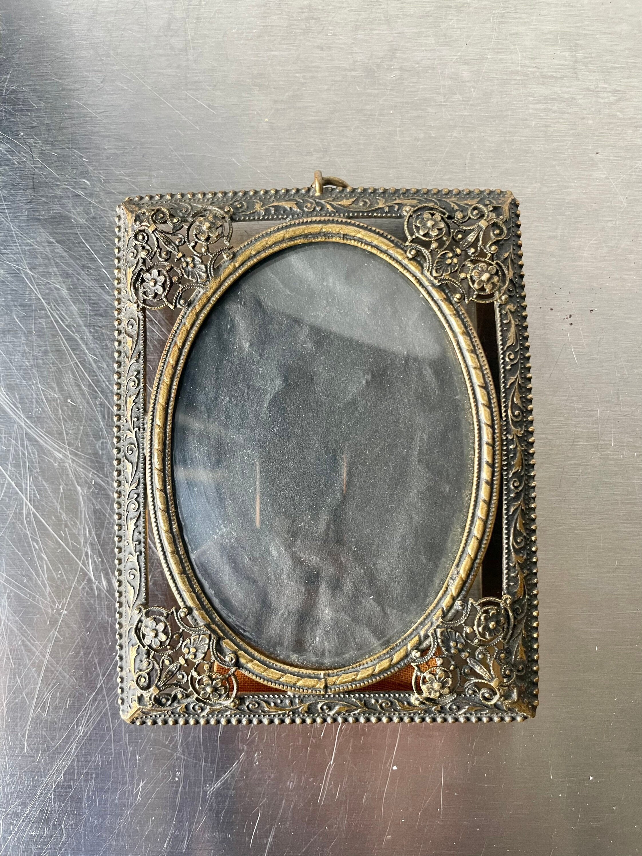 Antique Metal Photo Frame Measurements 11.5 Cm X 9 Cm Convex Etsy