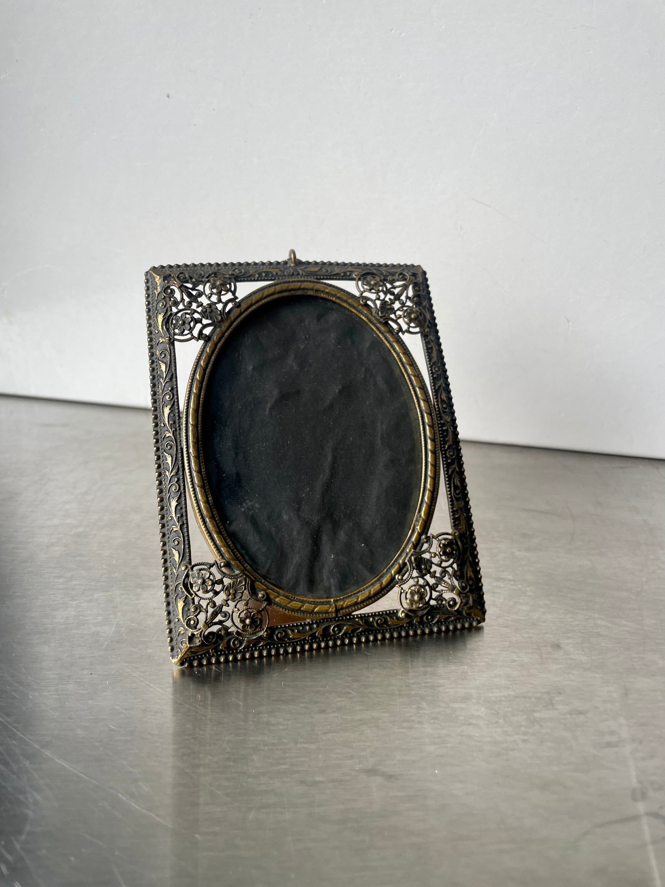 Antique Metal Photo Frame Measurements 11.5 Cm X 9 Cm Convex Etsy