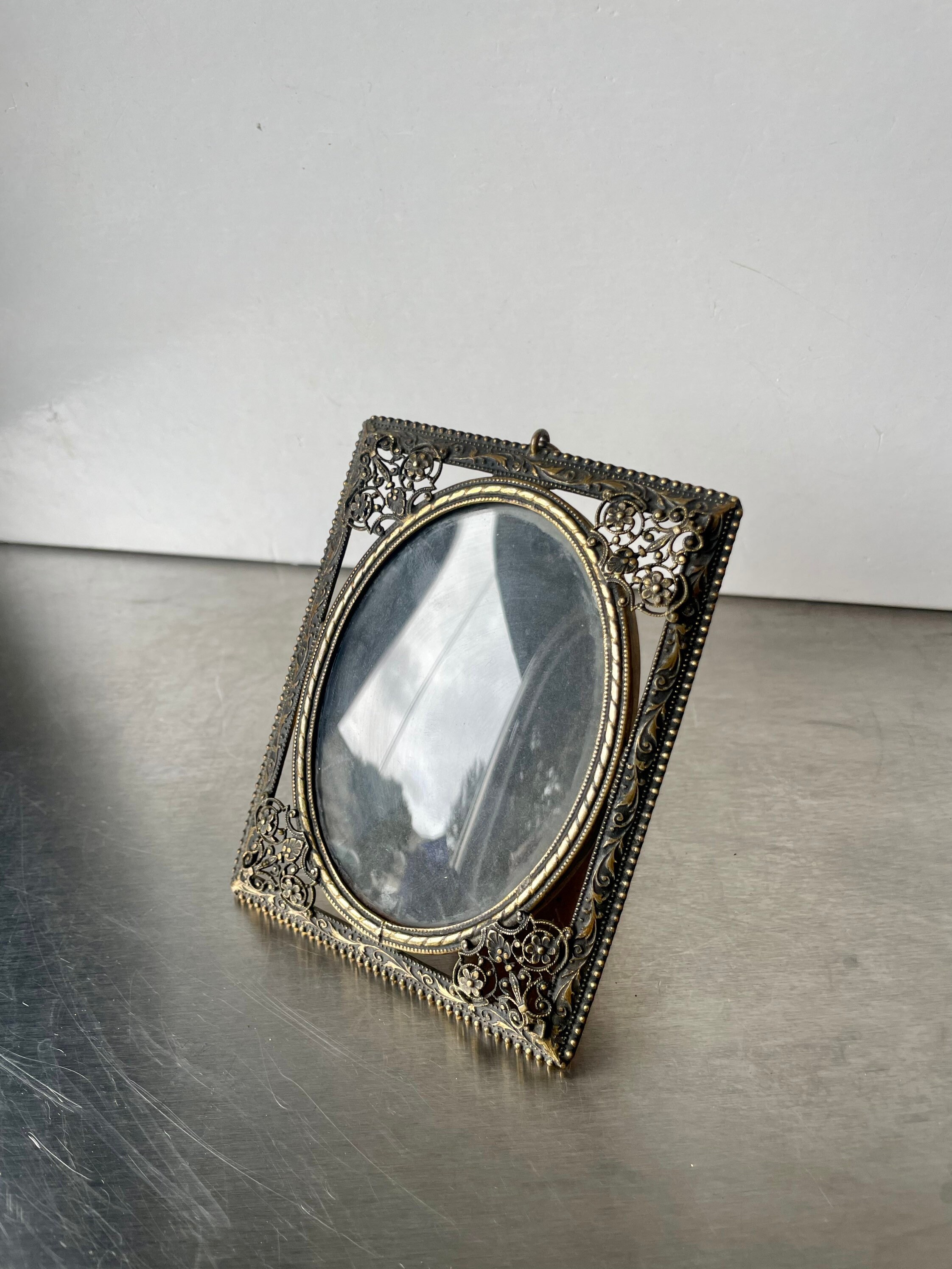 Antique Metal Photo Frame Measurements 11.5 Cm X 9 Cm Convex Etsy